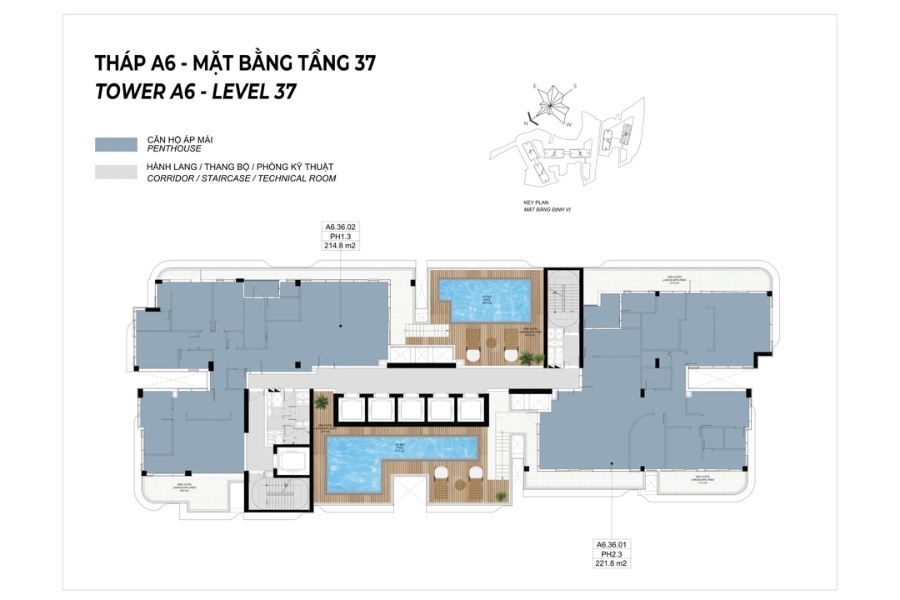 Mặt bằng Penthouse tầng 37 - Tháp A6