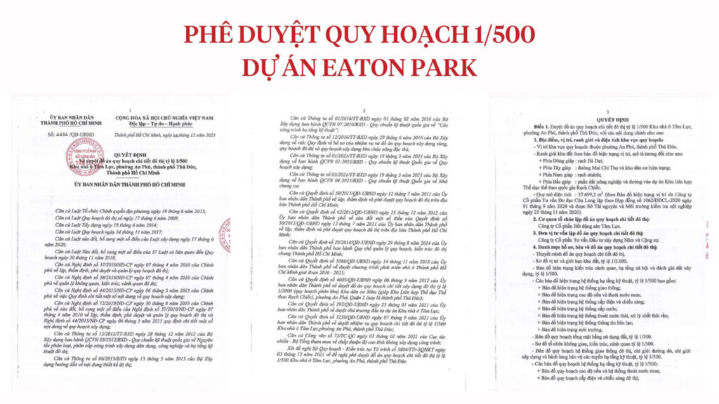 Phê duyệt quy hoạch 1/500 dự án Eaton Park