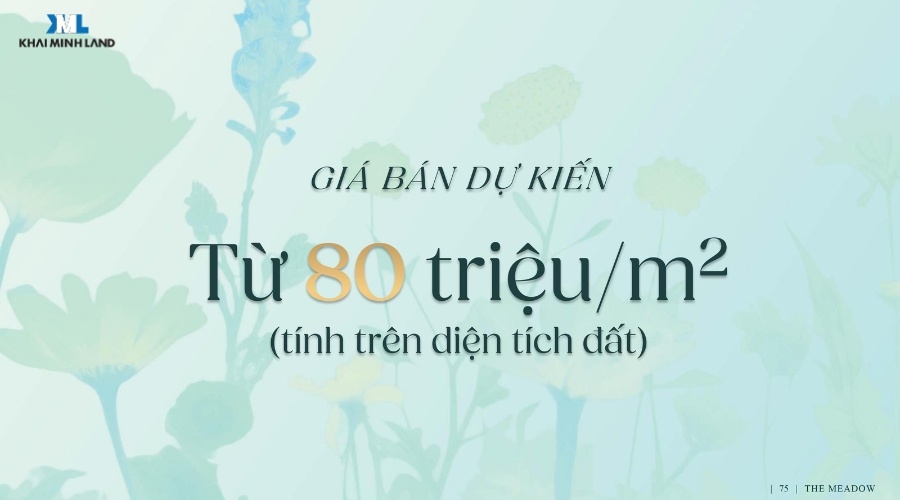 Giá bán căn hộ The Meadow từ 80 triệu/m2