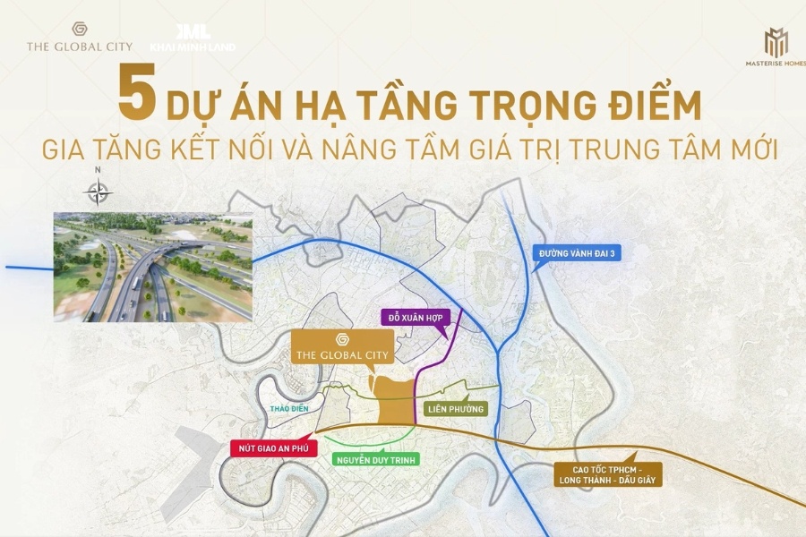 Soho The Global City kết nối với nhiều tuyến đường trọng điểm